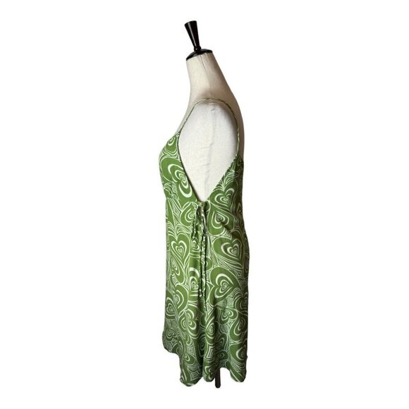 Lisa Says Gah Green And White Wild Hearts Pattern Yolande Mini Dress Size M - Picture 6 of 9